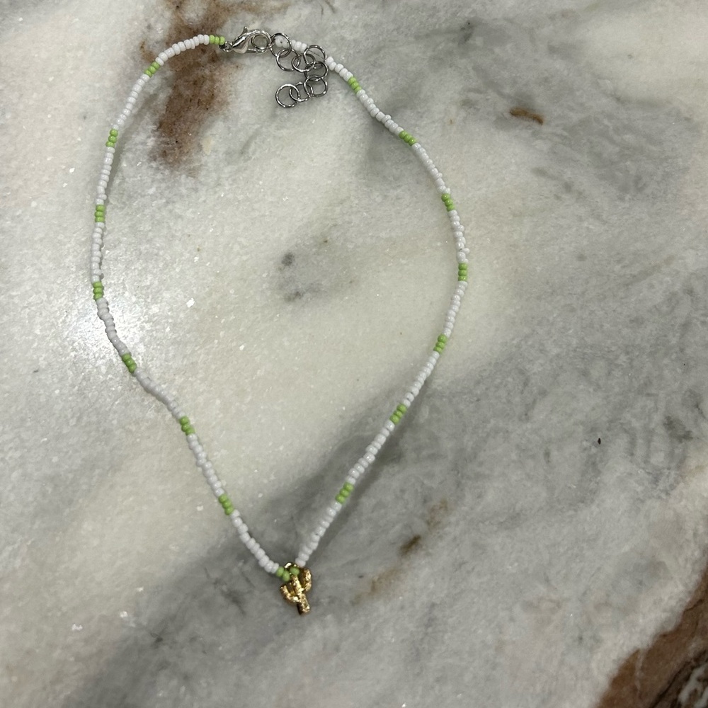 Handmade necklace with cactus charm